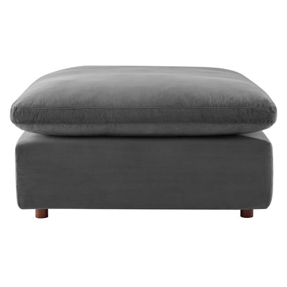 Commix Down Filled Overstuffed Performance Velvet Ottoman, Velvet, Grey Gray, 19854