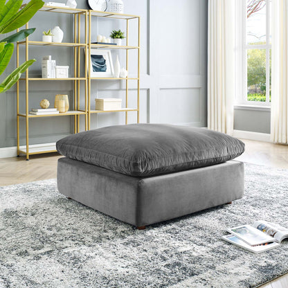 Commix Down Filled Overstuffed Performance Velvet Ottoman, Velvet, Grey Gray, 19854