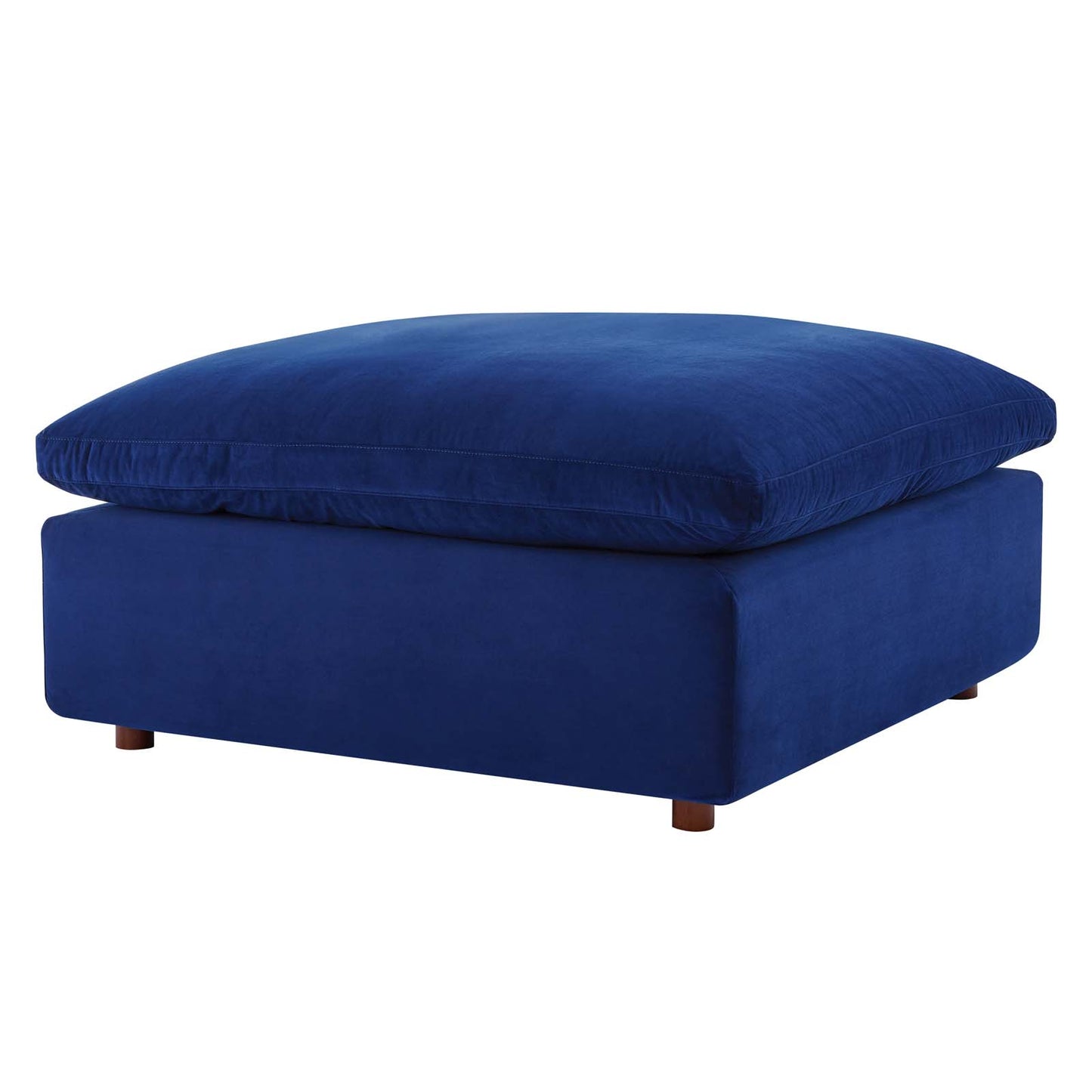 Commix Down Filled Overstuffed Performance Velvet Ottoman, Velvet, Blue Navy, 19856