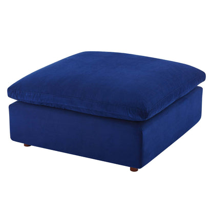 Commix Down Filled Overstuffed Performance Velvet Ottoman, Velvet, Blue Navy, 19856