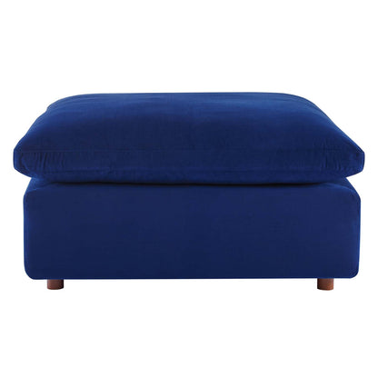 Commix Down Filled Overstuffed Performance Velvet Ottoman, Velvet, Blue Navy, 19856