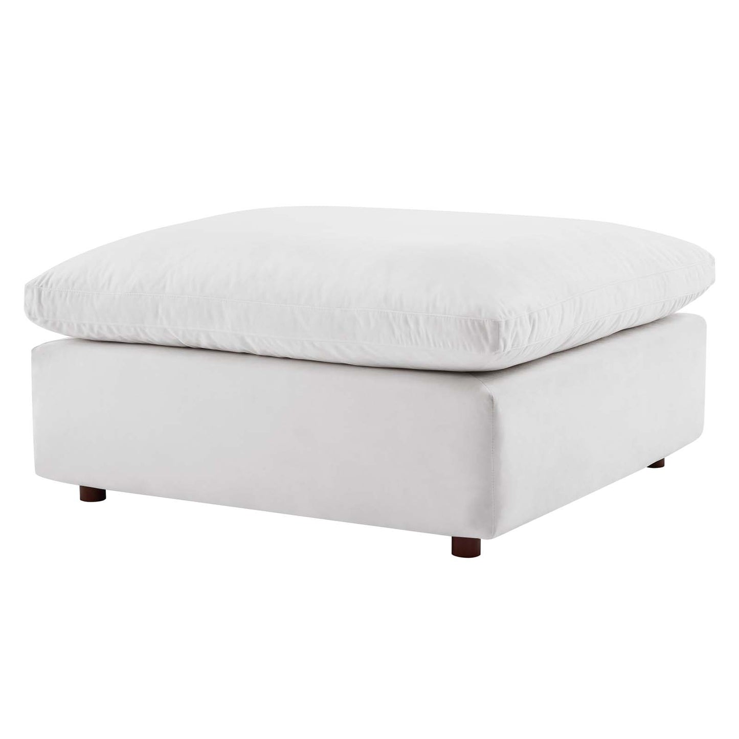 Commix Down Filled Overstuffed Performance Velvet Ottoman, Velvet, White, 19857