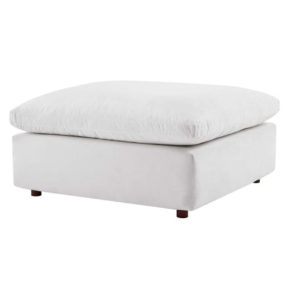 Commix Down Filled Overstuffed Performance Velvet Ottoman, Velvet, White, 19857