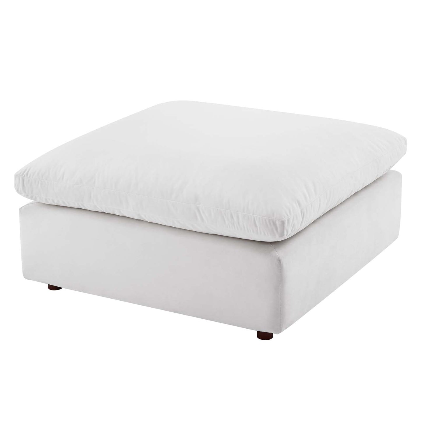 Commix Down Filled Overstuffed Performance Velvet Ottoman, Velvet, White, 19857