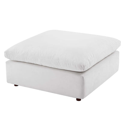 Commix Down Filled Overstuffed Performance Velvet Ottoman, Velvet, White, 19857