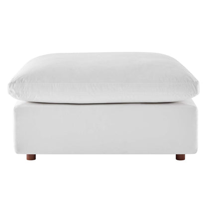 Commix Down Filled Overstuffed Performance Velvet Ottoman, Velvet, White, 19857