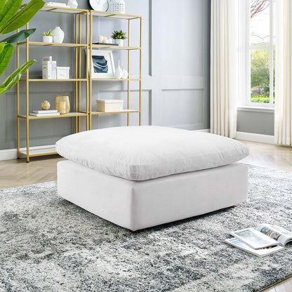 Commix Down Filled Overstuffed Performance Velvet Ottoman, Velvet, White, 19857