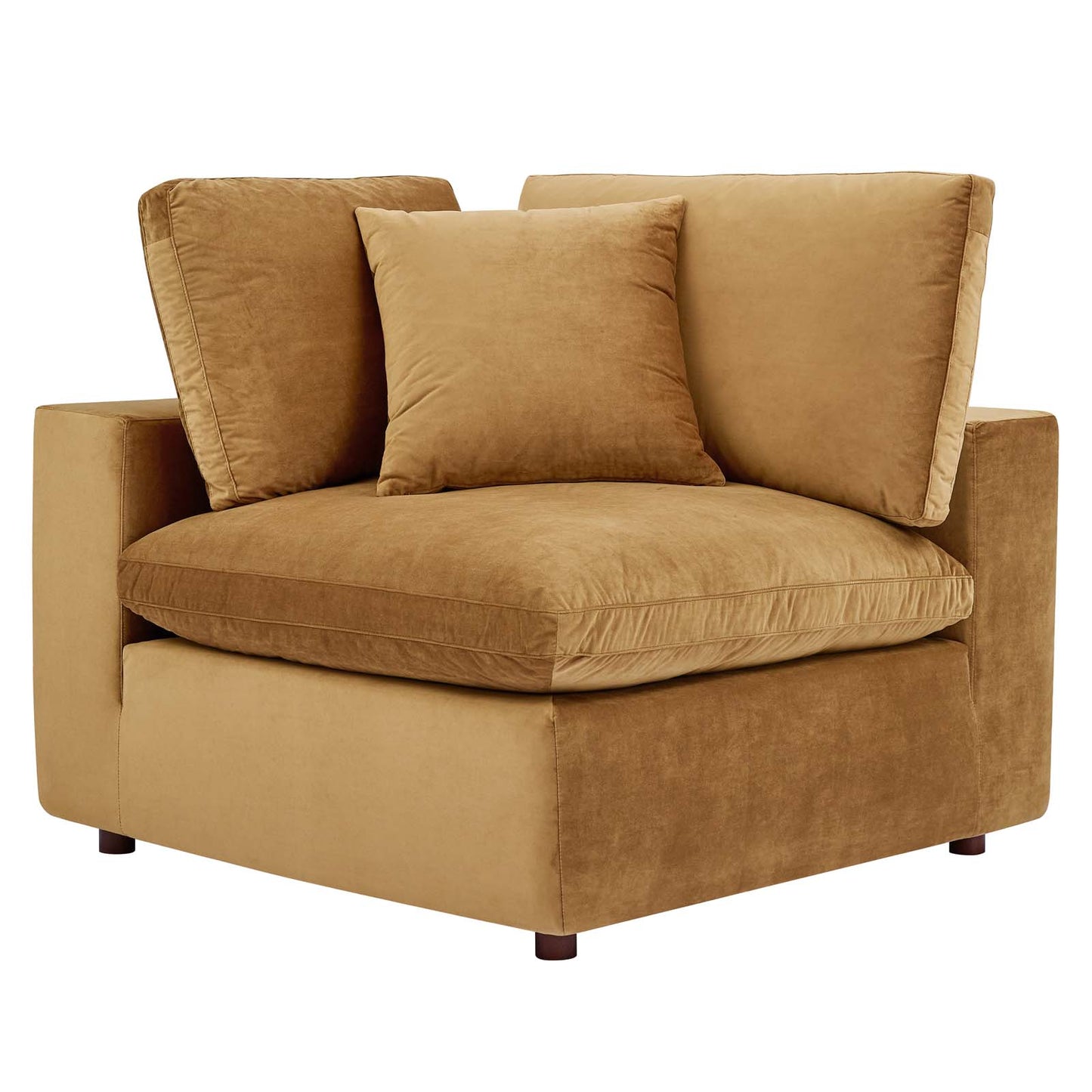Commix Down Filled Overstuffed Performance Velvet Corner Chair, Velvet, Brown, 19858