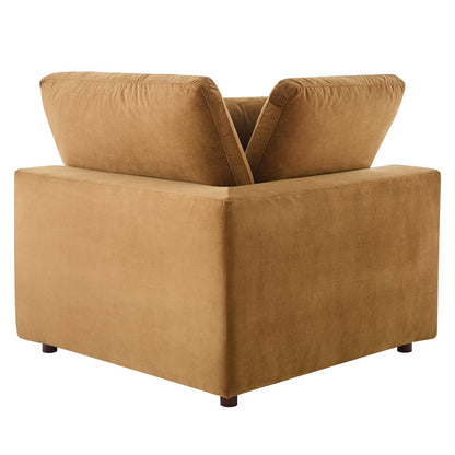 Commix Down Filled Overstuffed Performance Velvet Corner Chair, Velvet, Brown, 19858