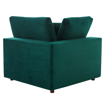 Commix Down Filled Overstuffed Performance Velvet Corner Chair, Velvet, Green, 19860