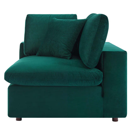 Commix Down Filled Overstuffed Performance Velvet Corner Chair, Velvet, Green, 19860