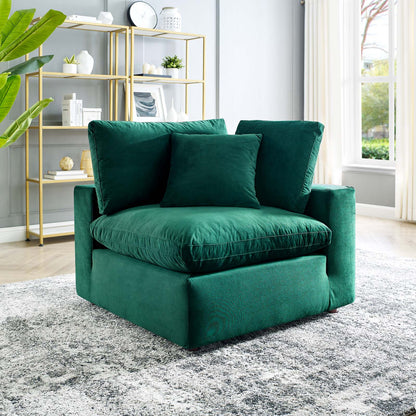 Commix Down Filled Overstuffed Performance Velvet Corner Chair, Velvet, Green, 19860