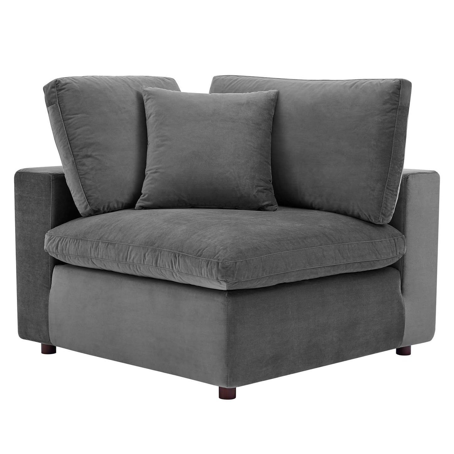 Commix Down Filled Overstuffed Performance Velvet Corner Chair, Velvet, Grey Gray, 19861