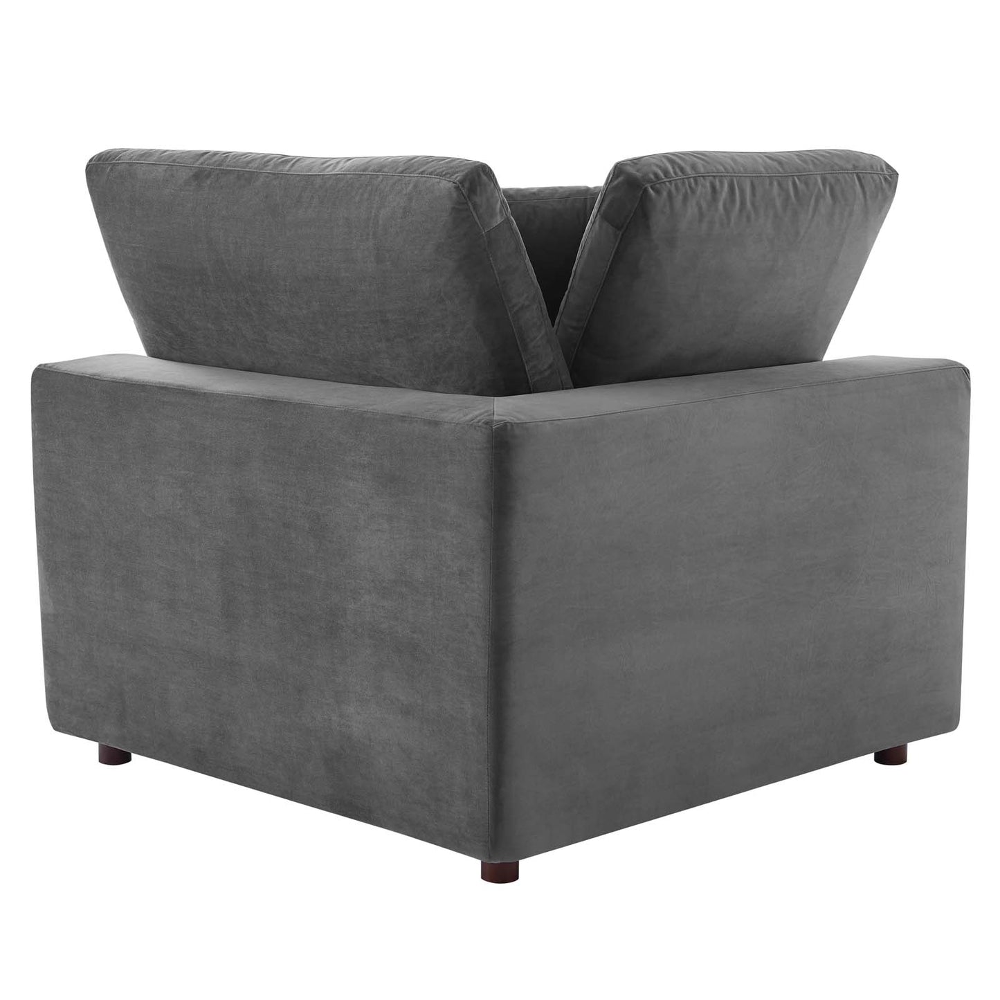 Commix Down Filled Overstuffed Performance Velvet Corner Chair, Velvet, Grey Gray, 19861