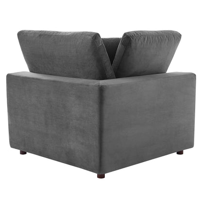Commix Down Filled Overstuffed Performance Velvet Corner Chair, Velvet, Grey Gray, 19861