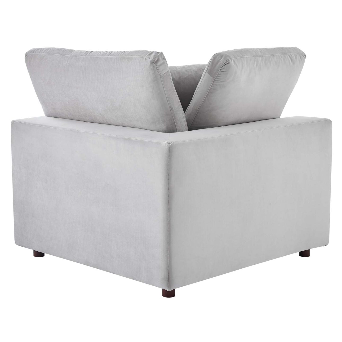 Commix Down Filled Overstuffed Performance Velvet Corner Chair, Velvet, Light Grey Gray, 19862
