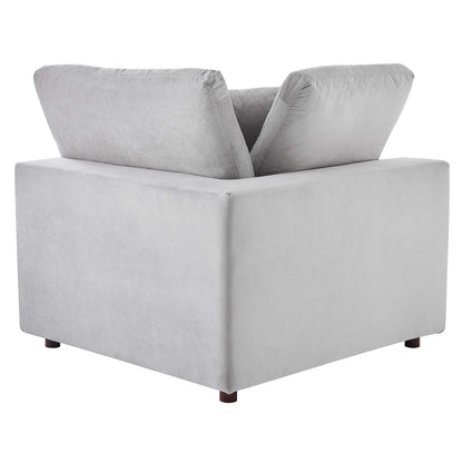 Commix Down Filled Overstuffed Performance Velvet Corner Chair, Velvet, Light Grey Gray, 19862