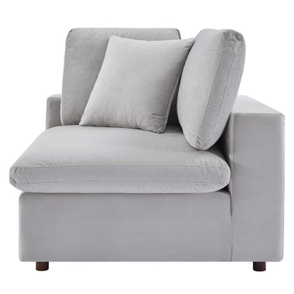 Commix Down Filled Overstuffed Performance Velvet Corner Chair, Velvet, Light Grey Gray, 19862