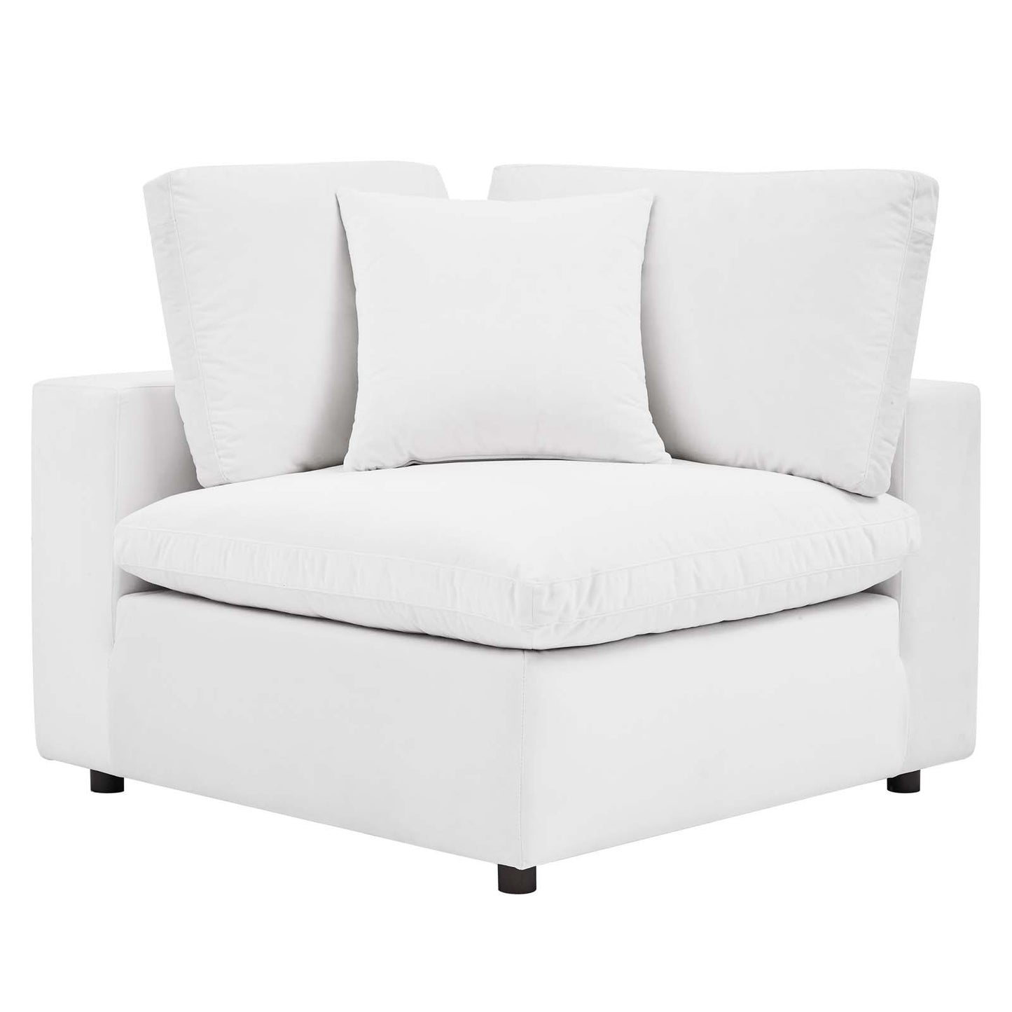 Commix Down Filled Overstuffed Performance Velvet Corner Chair, Velvet, White, 19864