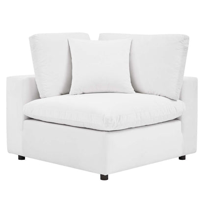 Commix Down Filled Overstuffed Performance Velvet Corner Chair, Velvet, White, 19864