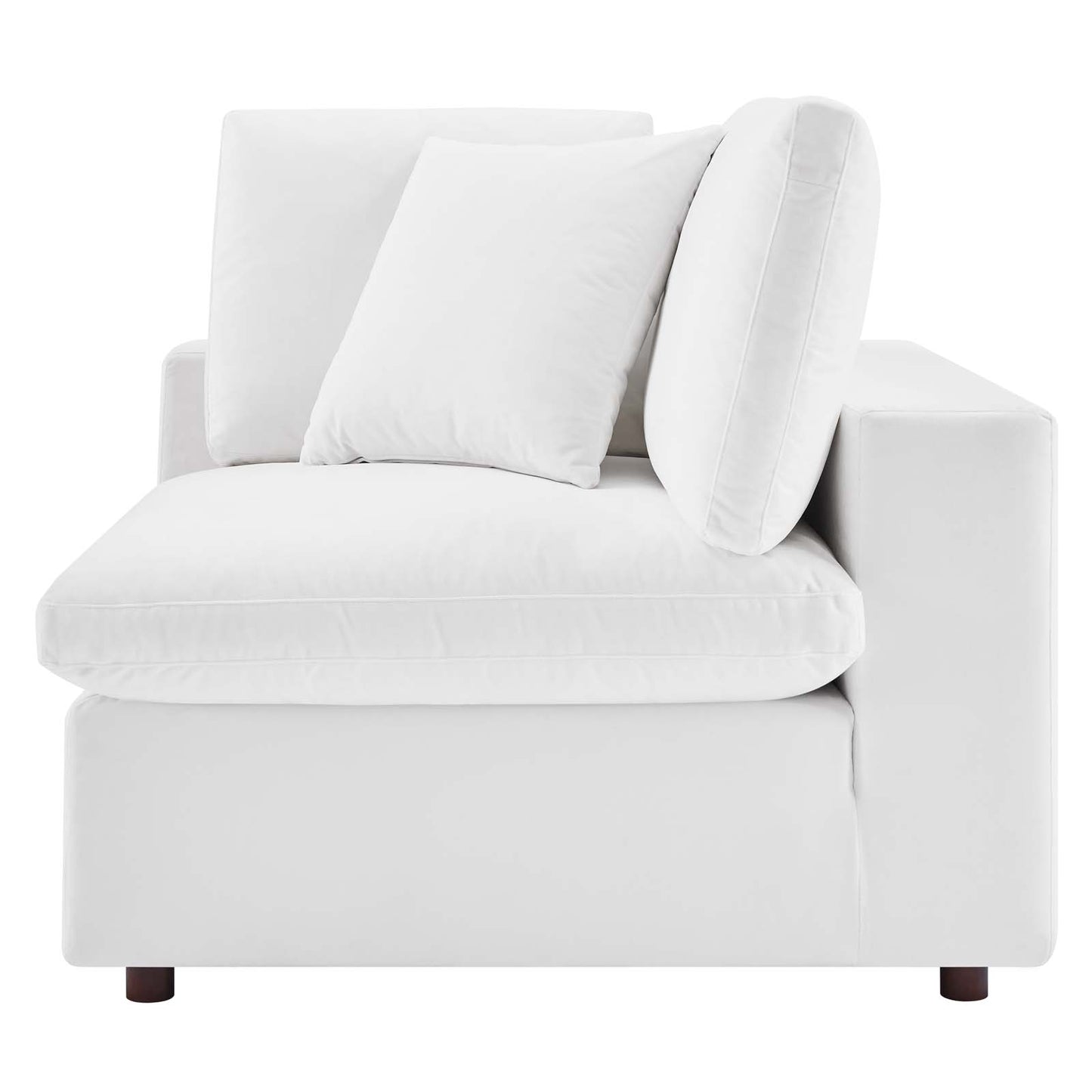 Commix Down Filled Overstuffed Performance Velvet Corner Chair, Velvet, White, 19864