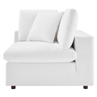 Commix Down Filled Overstuffed Performance Velvet Corner Chair, Velvet, White, 19864