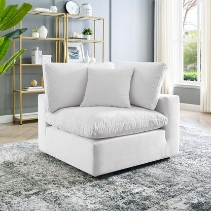 Commix Down Filled Overstuffed Performance Velvet Corner Chair, Velvet, White, 19864