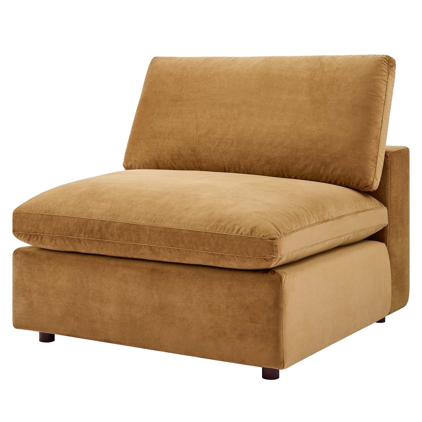 Commix Down Filled Overstuffed Performance Velvet Armless Chair, Velvet, Brown, 19865