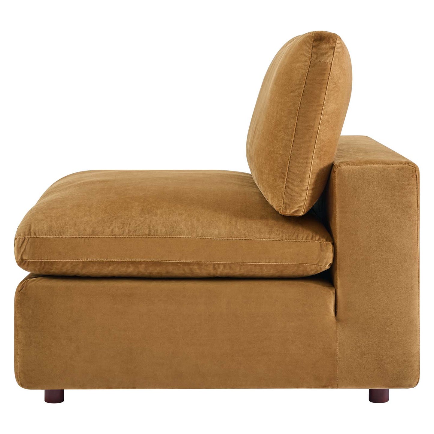 Commix Down Filled Overstuffed Performance Velvet Armless Chair, Velvet, Brown, 19865