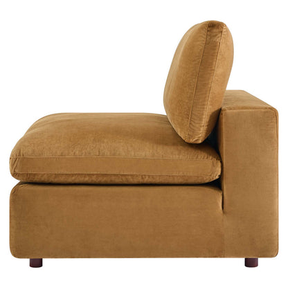 Commix Down Filled Overstuffed Performance Velvet Armless Chair, Velvet, Brown, 19865