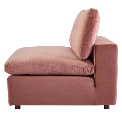Commix Down Filled Overstuffed Performance Velvet Armless Chair, Velvet, Pink, 19866