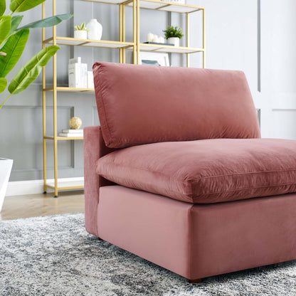 Commix Down Filled Overstuffed Performance Velvet Armless Chair, Velvet, Pink, 19866