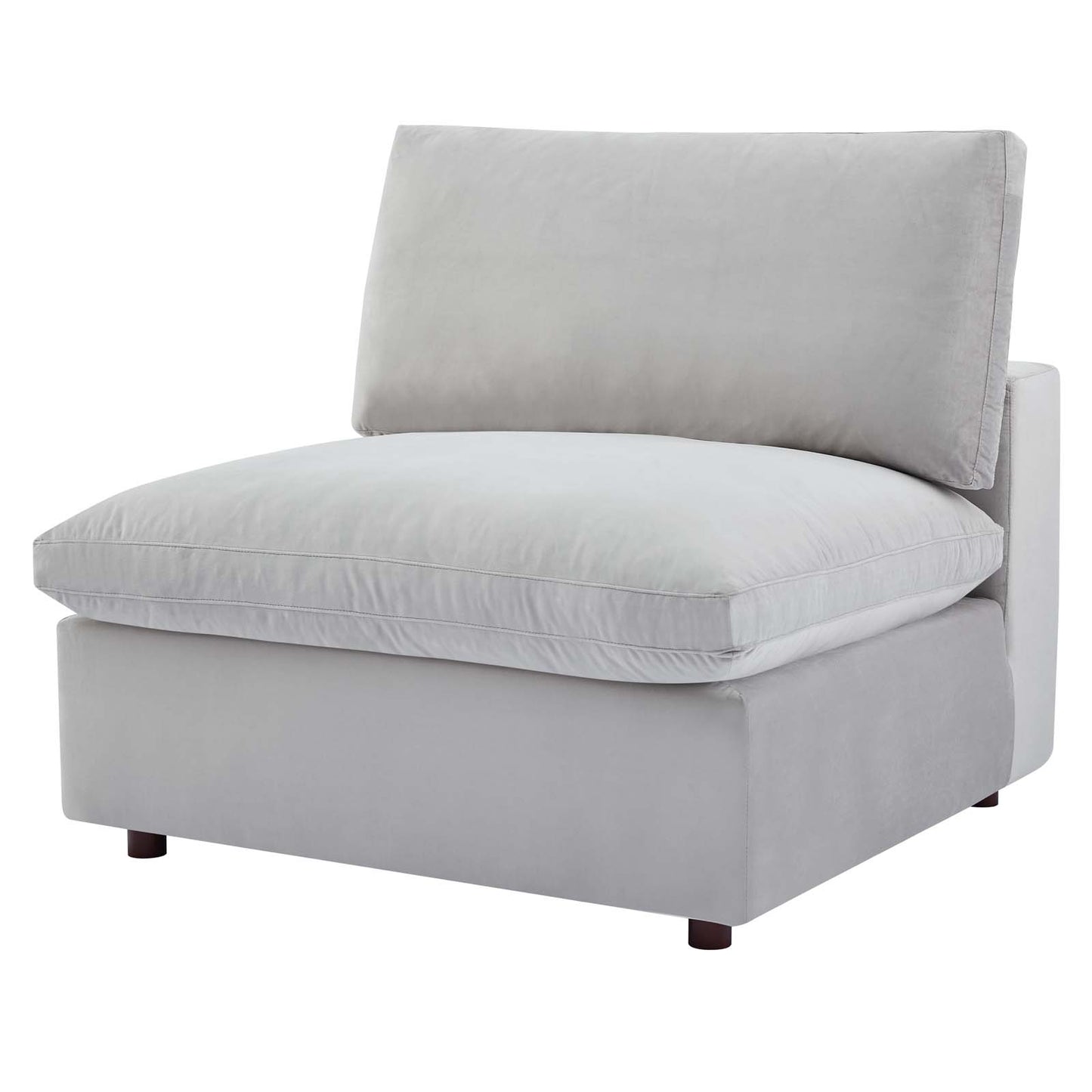 Commix Down Filled Overstuffed Performance Velvet Armless Chair, Velvet, Light Grey Gray, 19869