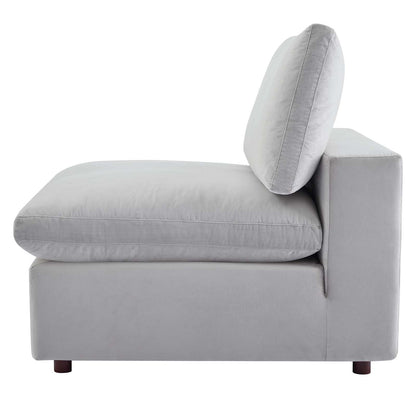 Commix Down Filled Overstuffed Performance Velvet Armless Chair, Velvet, Light Grey Gray, 19869
