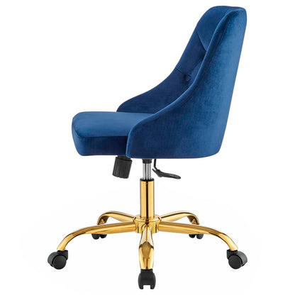 Distinct Tufted Swivel Performance Velvet Office Chair, Velvet, Gold Blue Navy, 19875