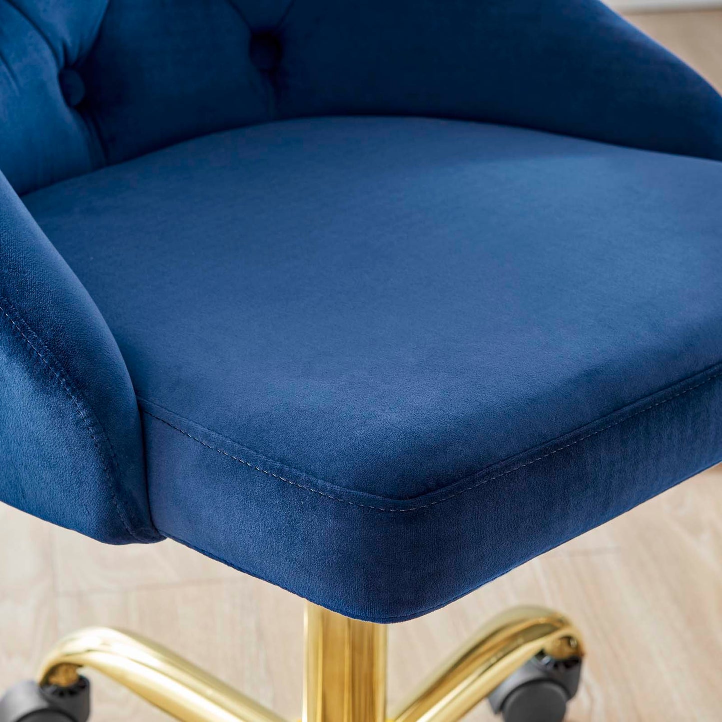 Distinct Tufted Swivel Performance Velvet Office Chair, Velvet, Gold Blue Navy, 19875