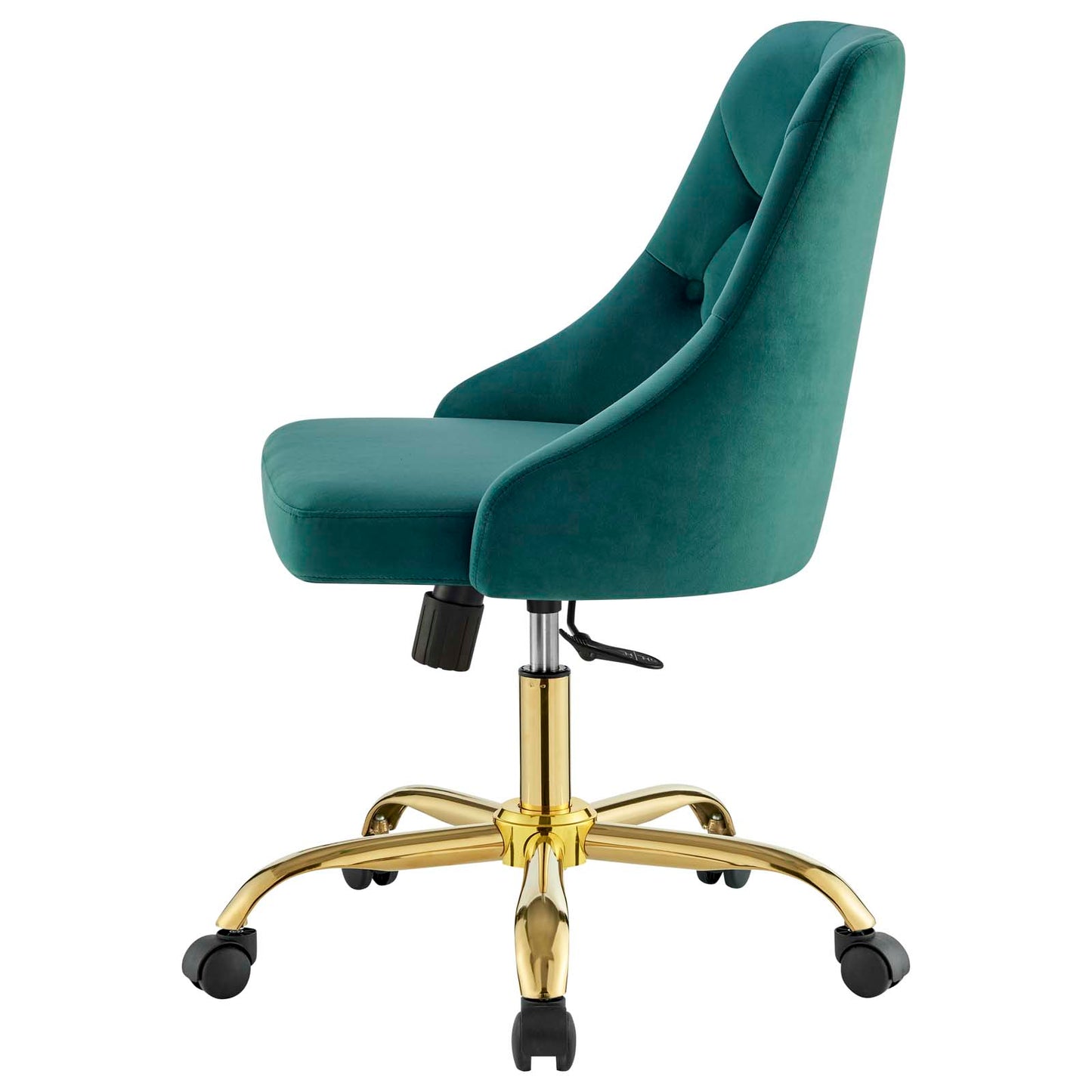 Distinct Tufted Swivel Performance Velvet Office Chair, Velvet, Gold Teal Blue, 19876