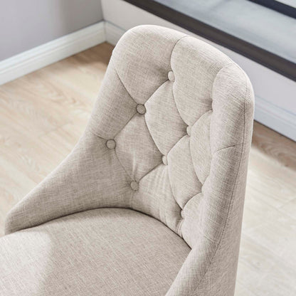 Distinct Tufted Swivel Upholstered Office Chair, Fabric, Black Beige, 19877