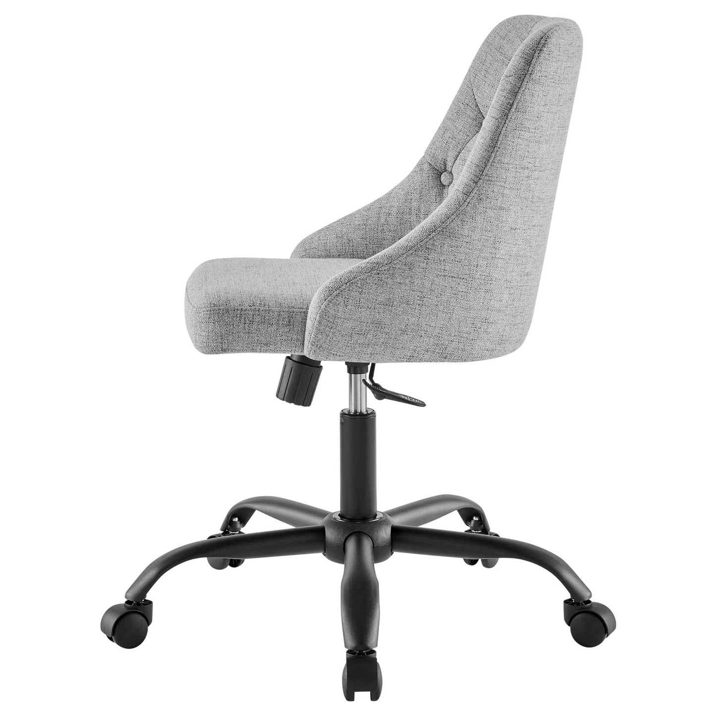 Distinct Tufted Swivel Upholstered Office Chair, Fabric, Black Grey Gray, 19878