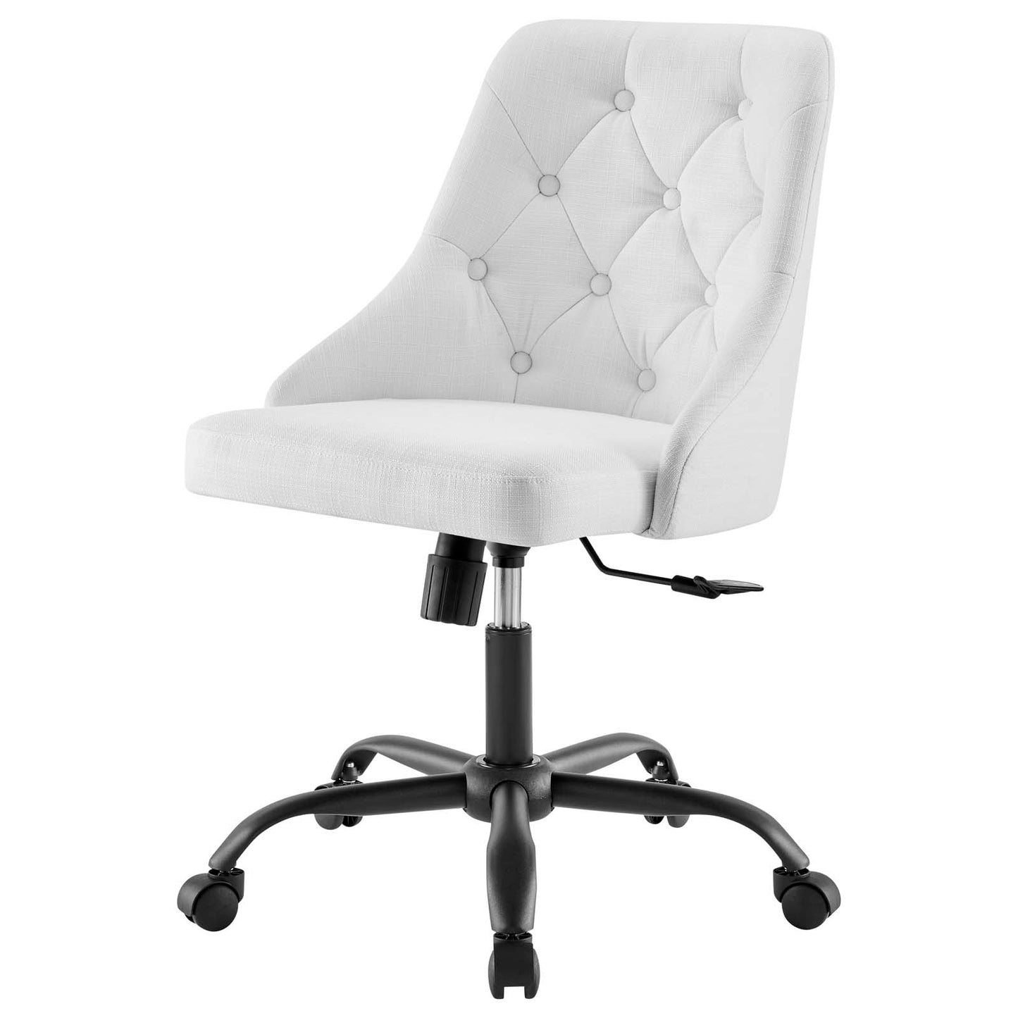 Distinct Tufted Swivel Upholstered Office Chair, Fabric, Black White, 19879