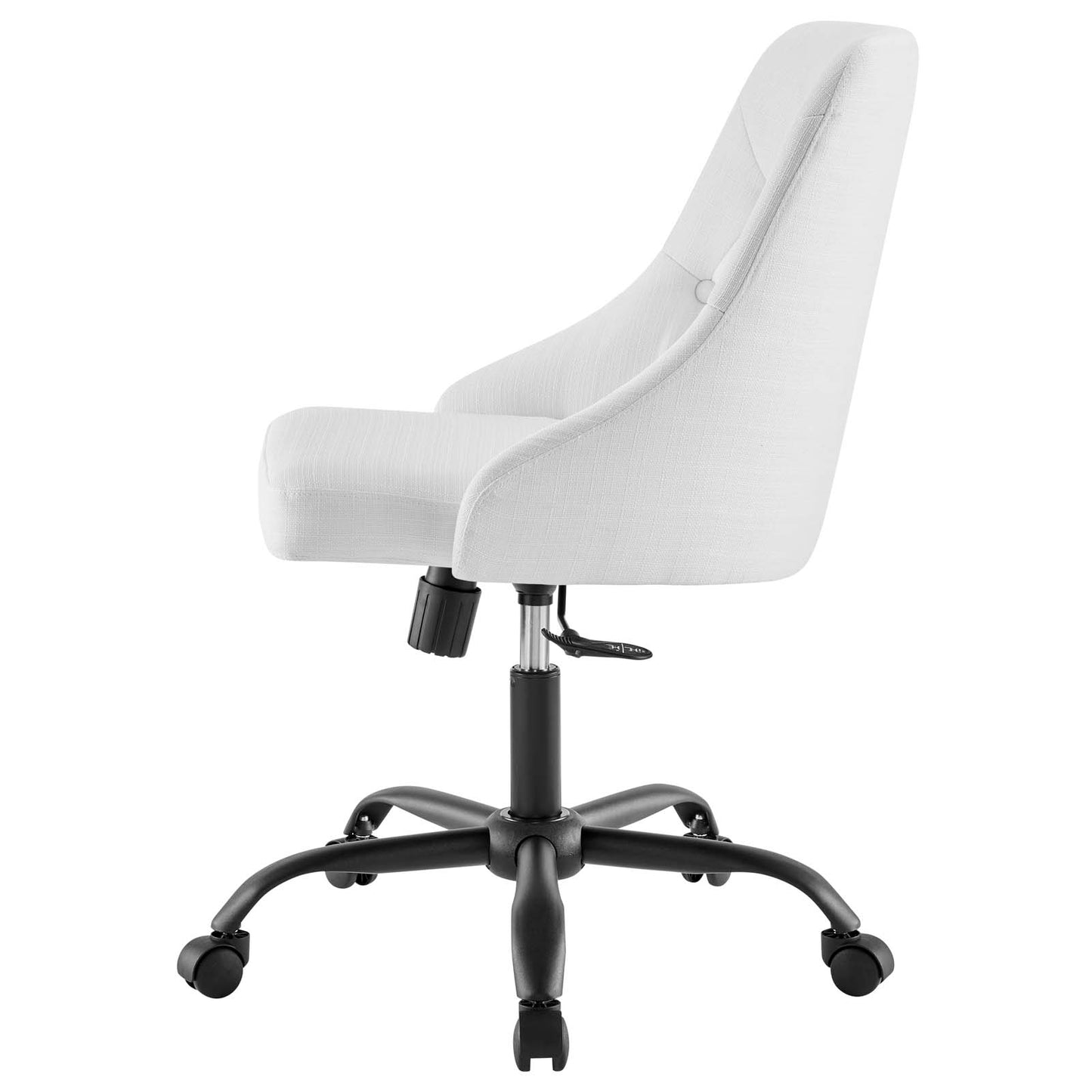 Distinct Tufted Swivel Upholstered Office Chair, Fabric, Black White, 19879