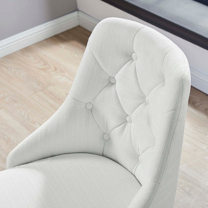 Distinct Tufted Swivel Upholstered Office Chair, Fabric, Black White, 19879