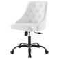 Distinct Tufted Swivel Vegan Leather Office Chair, Faux Vegan Leather, Black White, 19882