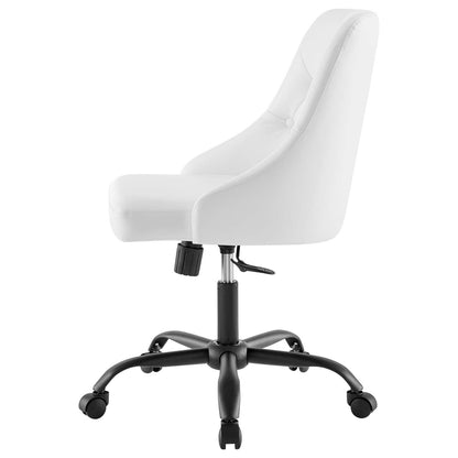 Distinct Tufted Swivel Vegan Leather Office Chair, Faux Vegan Leather, Black White, 19882