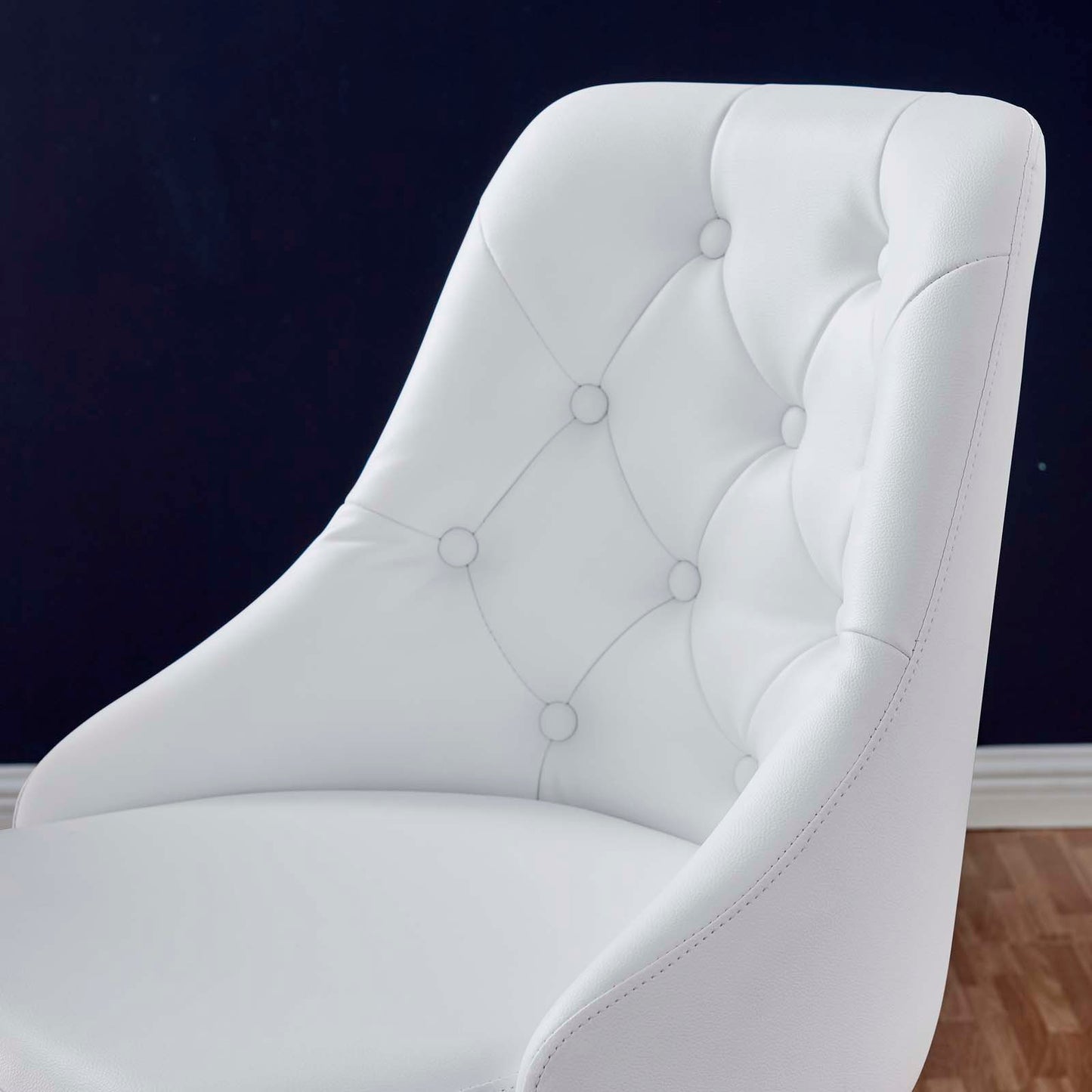 Distinct Tufted Swivel Vegan Leather Office Chair, Faux Vegan Leather, Black White, 19882