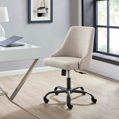 Designate Swivel Upholstered Office Chair, Fabric, Black Beige, 19883