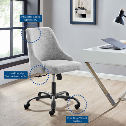 Designate Swivel Upholstered Office Chair, Fabric, Black Grey Gray, 19884