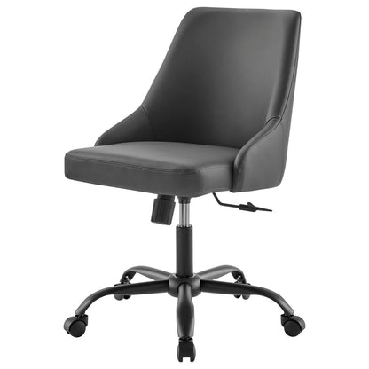 Designate Swivel Vegan Leather Office Chair, Faux Vegan Leather, Black Grey Gray, 19886