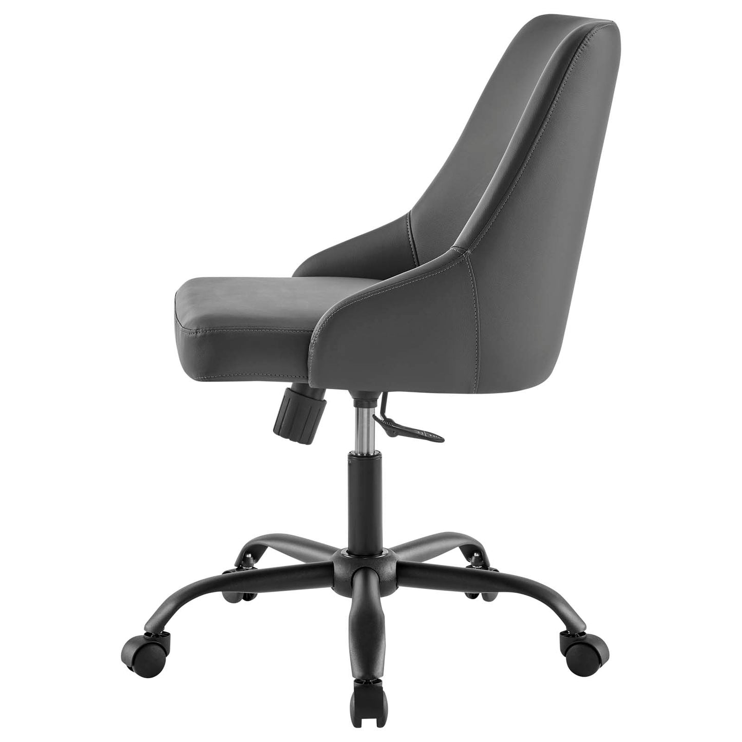 Designate Swivel Vegan Leather Office Chair, Faux Vegan Leather, Black Grey Gray, 19886