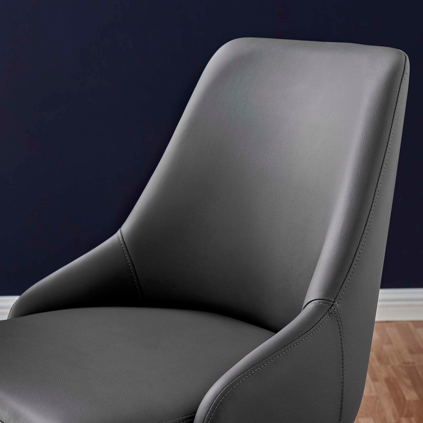 Designate Swivel Vegan Leather Office Chair, Faux Vegan Leather, Black Grey Gray, 19886